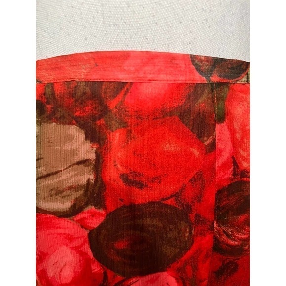 Lane Bryant Skirt Plus size 18 20 Coral Olive Floral Sheer Knee A Line Flowing - Picture 3 of 10